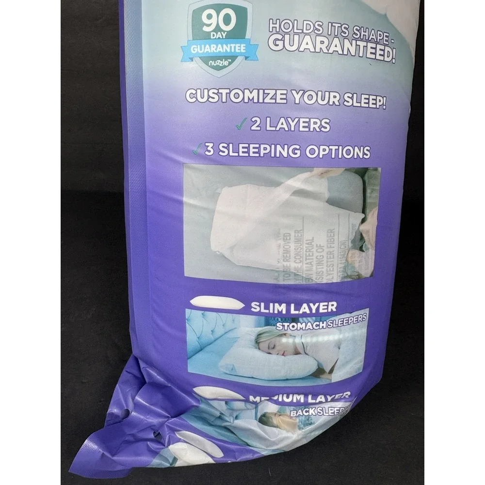 Nuzzle Cooling Adjustable Pillow Standard Size New Sealed Side Back Sleeper